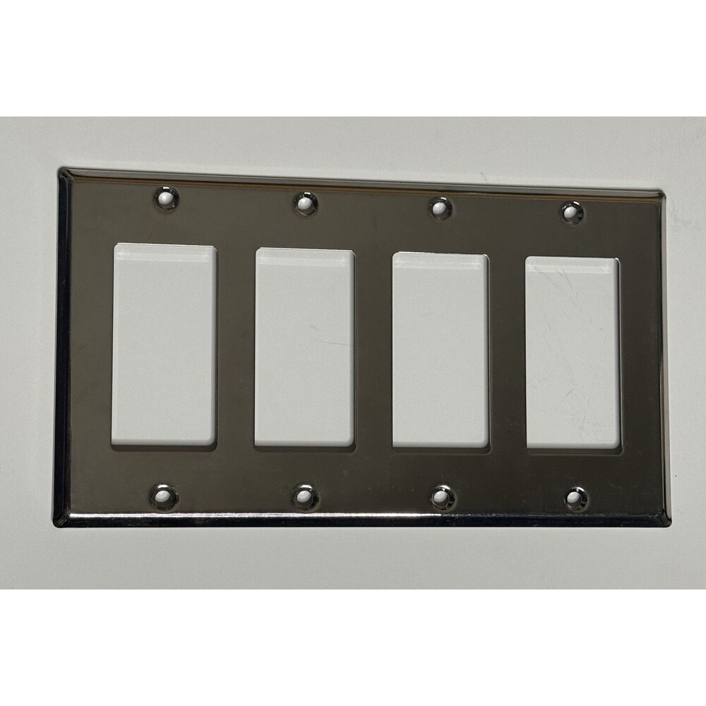 Restoration Hardware Metal 4-Gang Rocker Plate Outlet Cover Polished Nickel $29